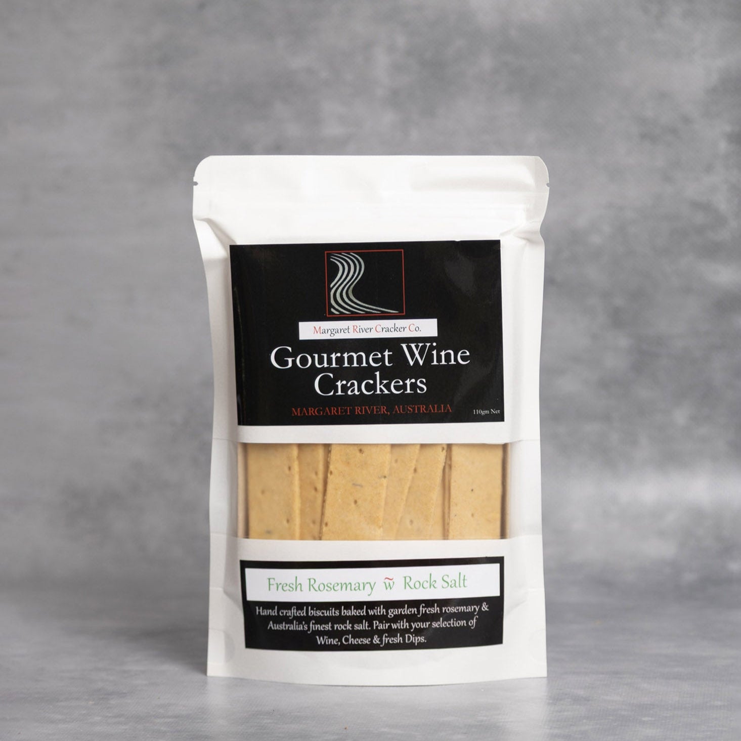 Margaret River Cracker Co Gourmet Wine Crackers – Fresh Rosemary & Rock Salt 110g