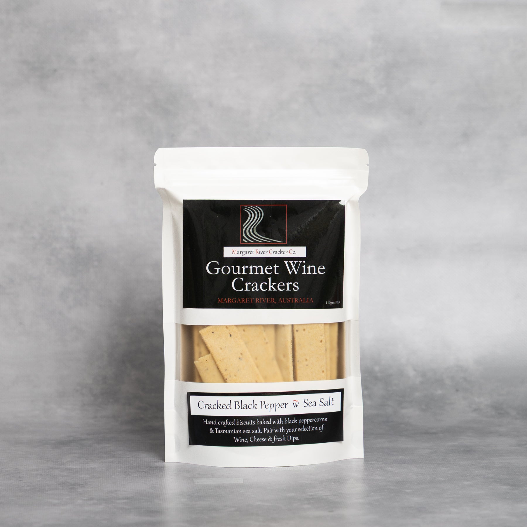 Margaret River Cracker Co Gourmet Wine Crackers – Cracked Black Pepper & Sea Salt 110g