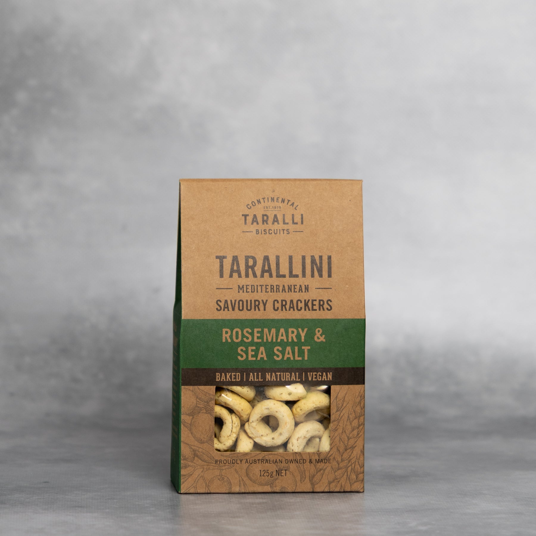 Crackers Rosemary &Sea Salt 125g Tarallini (South Australia)